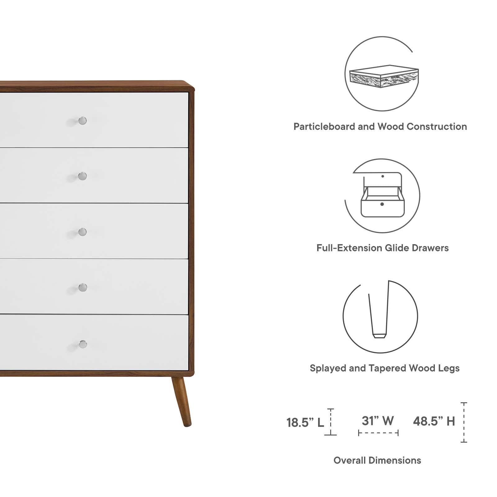 Transmit 5-Drawer Chest By Modway - MOD-7020 | Dressers | Modishstore - 8