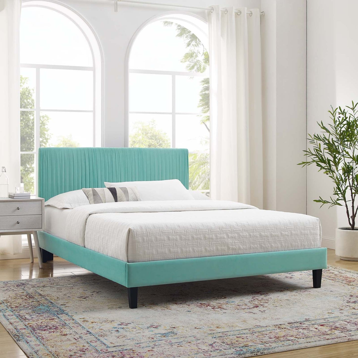 Modway Peyton Performance Velvet King Platform Bed | Beds | Modishstore-10