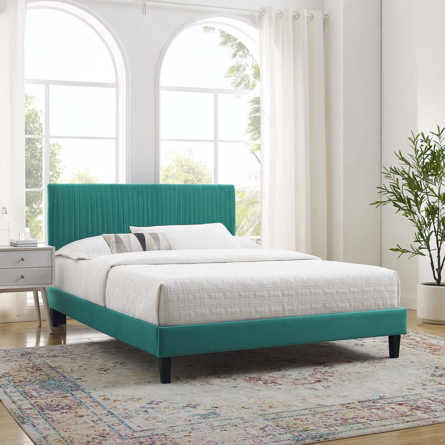Modway Peyton Performance Velvet King Platform Bed | Beds | Modishstore-19