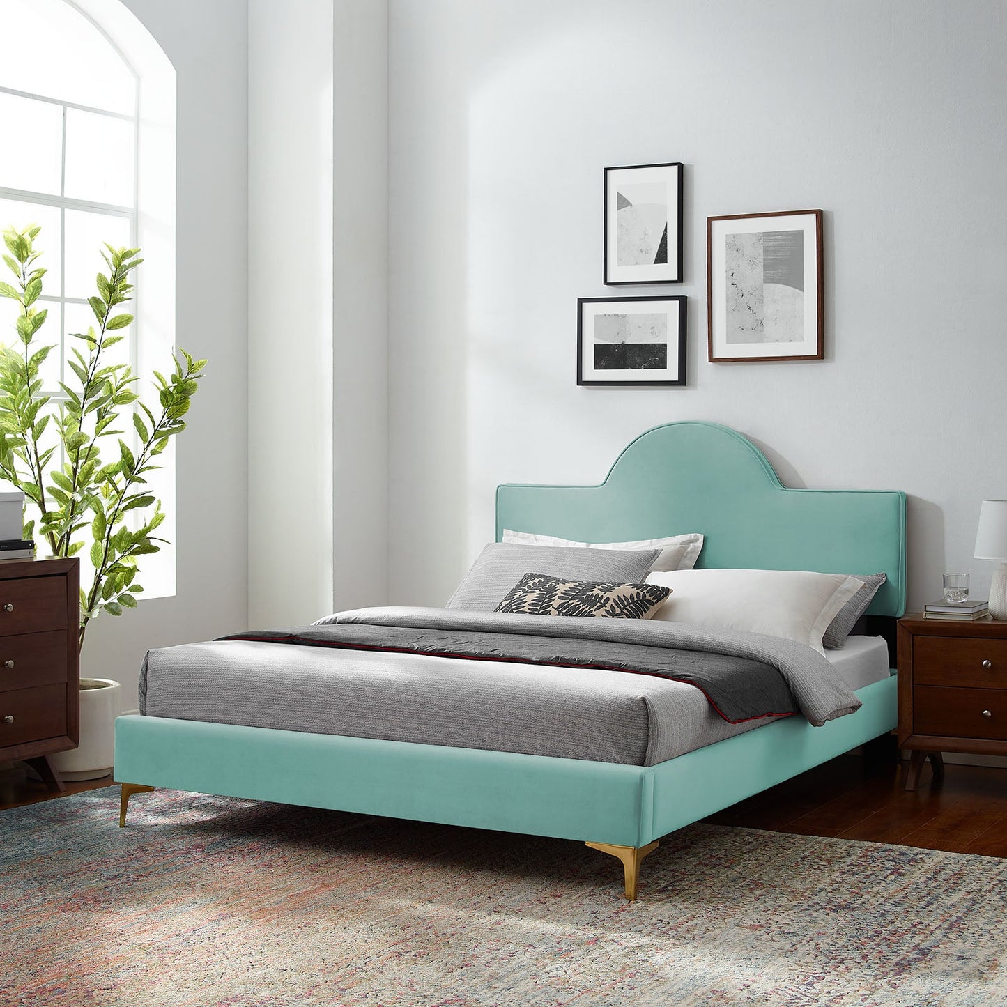 Sunny Performance Velvet King Bed By Modway | Beds | Modishstore-29