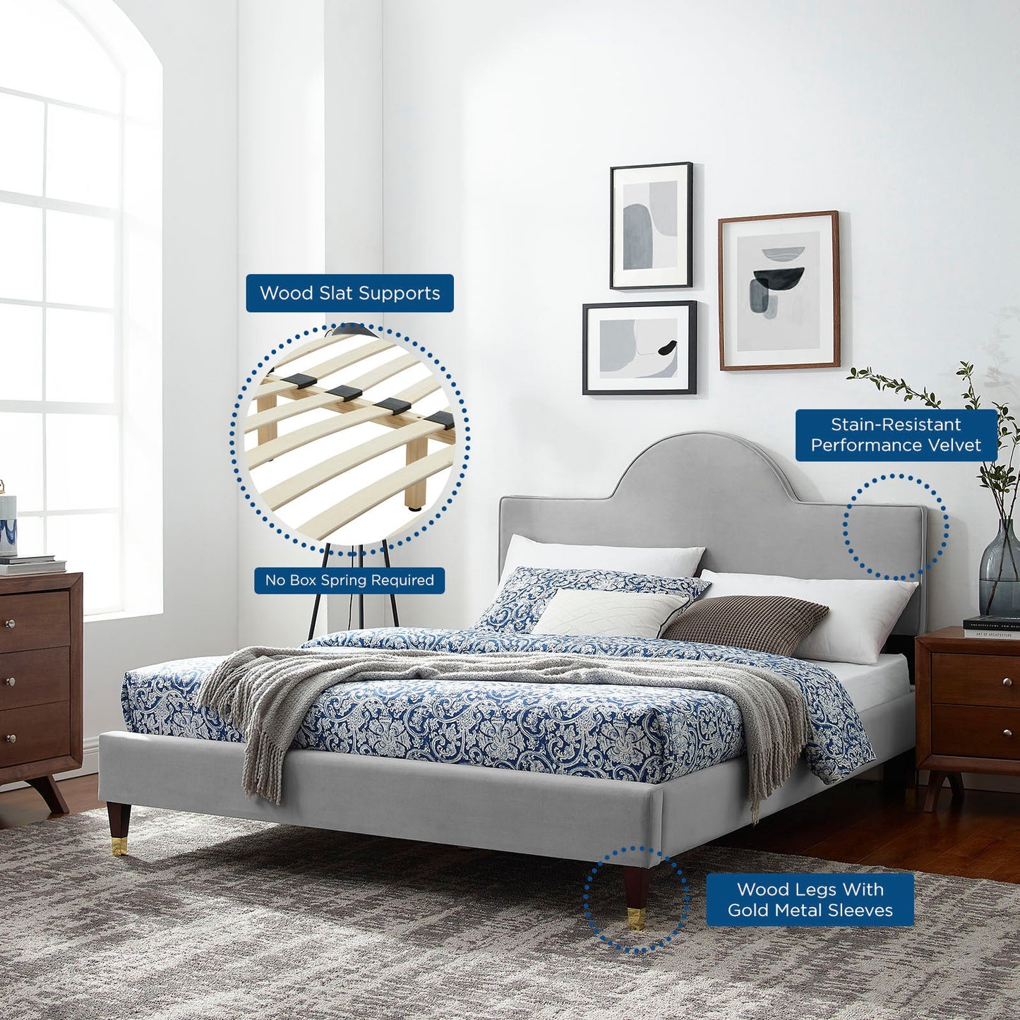 Aurora Performance Velvet Twin Bed By Modway | Beds | 