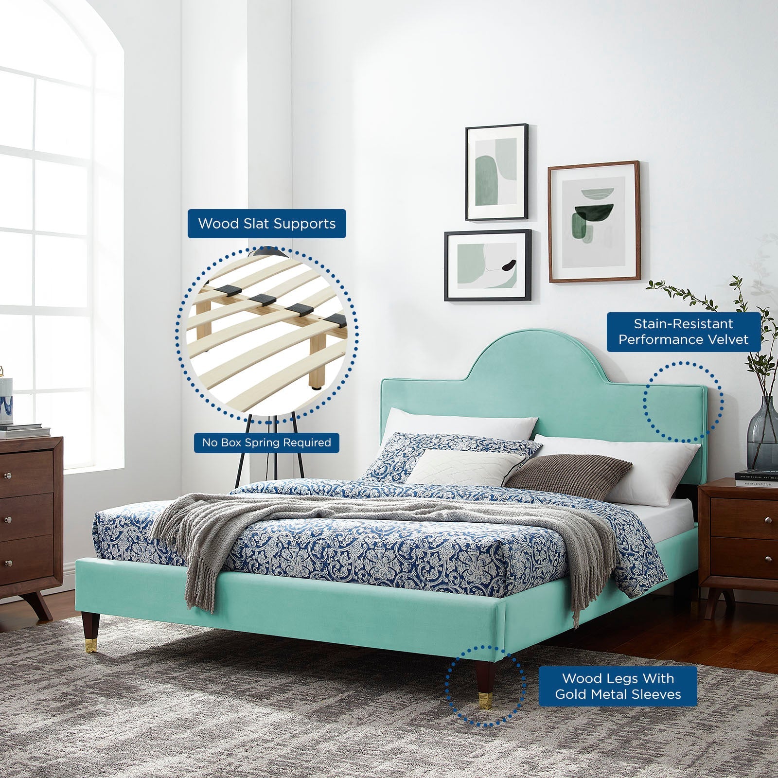 Aurora Performance Velvet Twin Bed By Modway | Beds | 