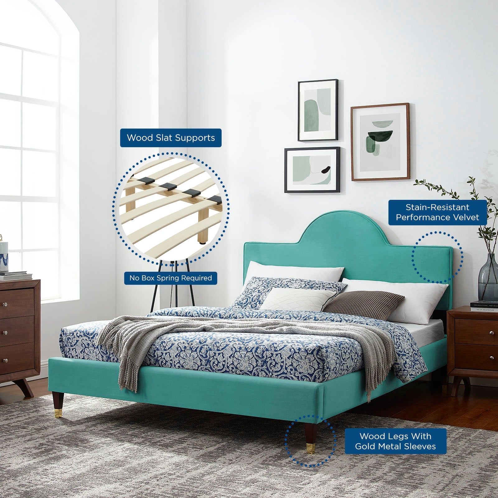 Aurora Performance Velvet King Bed By Modway | Beds | 