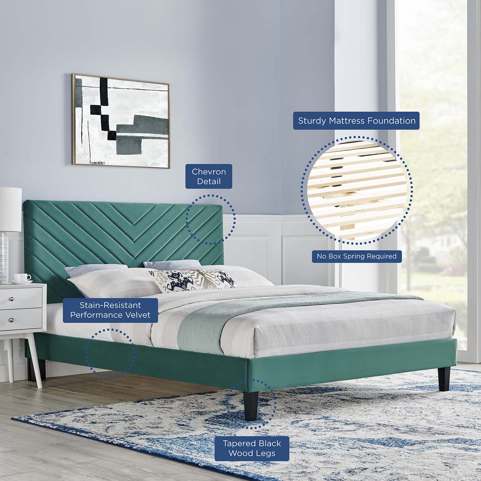 Roxanne Performance Velvet Twin Platform Bed By Modway - MOD-7042-CHA | Beds |  Modishstore - 33
