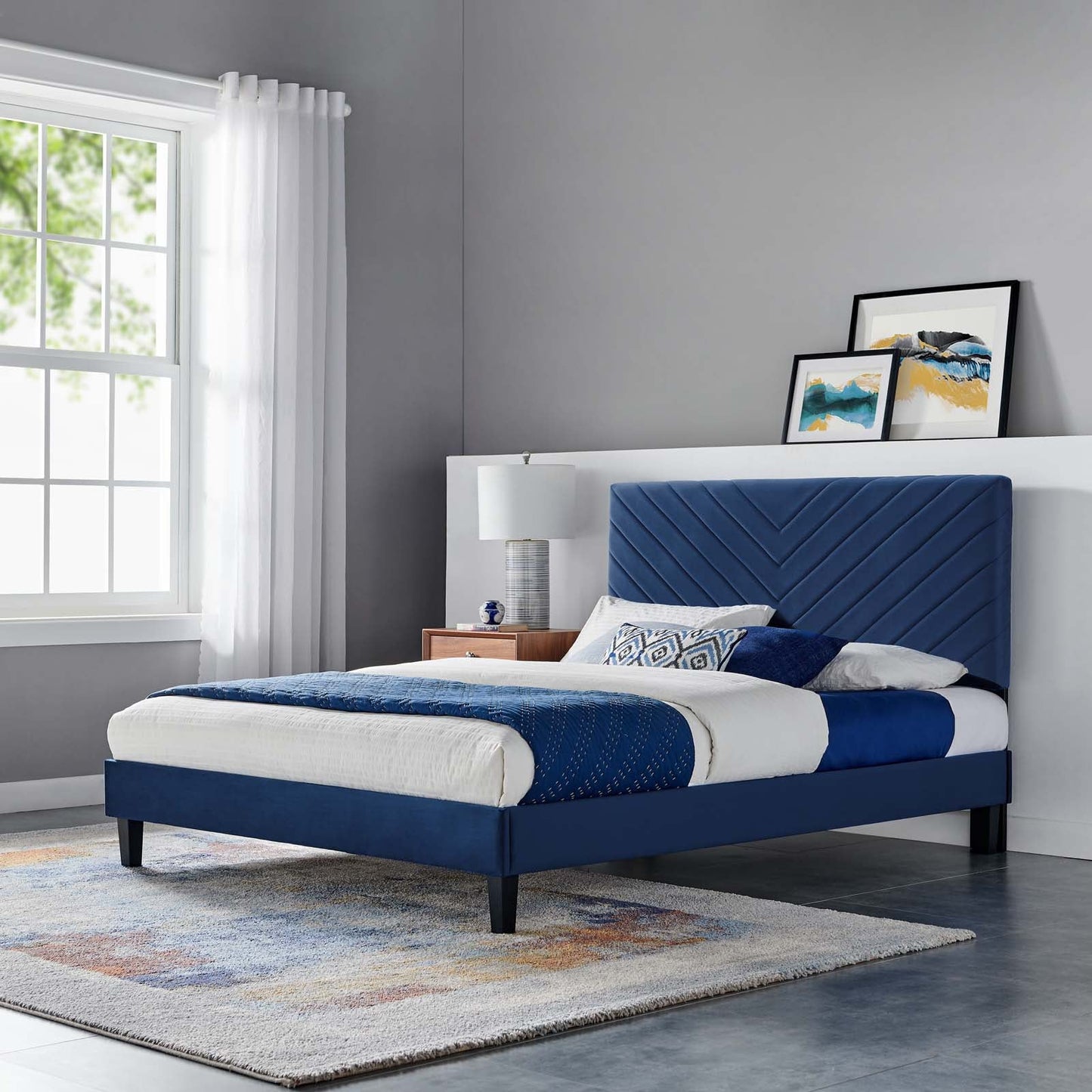 Roxanne Performance Velvet King Platform Bed By Modway - MOD-7046-CHA | Beds |  Modishstore - 18