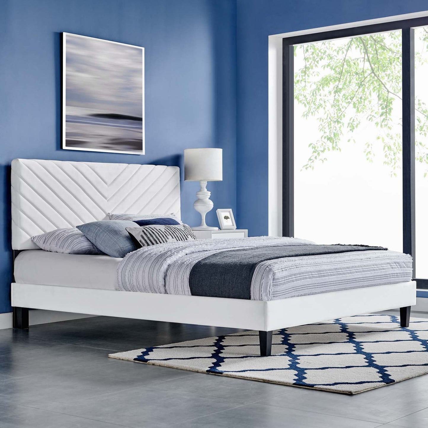Roxanne Performance Velvet King Platform Bed By Modway - MOD-7046-CHA | Beds |  Modishstore - 35