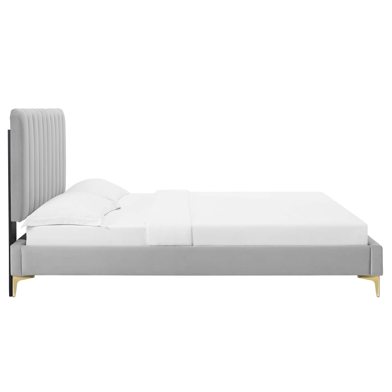 Reagan King Performance Velvet Platform Bed By Modway - MOD-7076 | Beds | Modishstore - 43