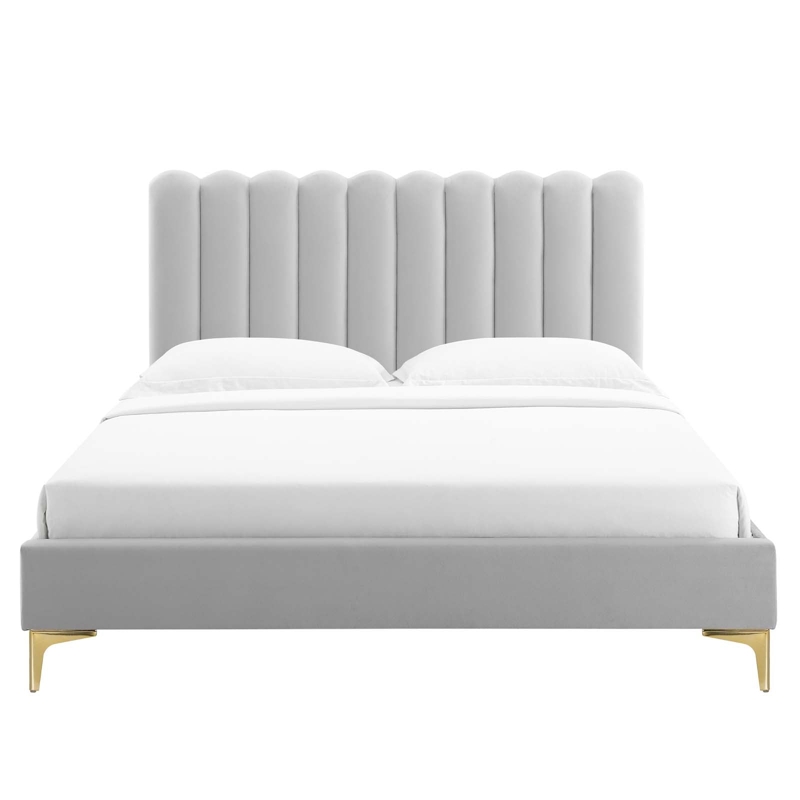 Reagan King Performance Velvet Platform Bed By Modway - MOD-7076 | Beds | Modishstore - 44