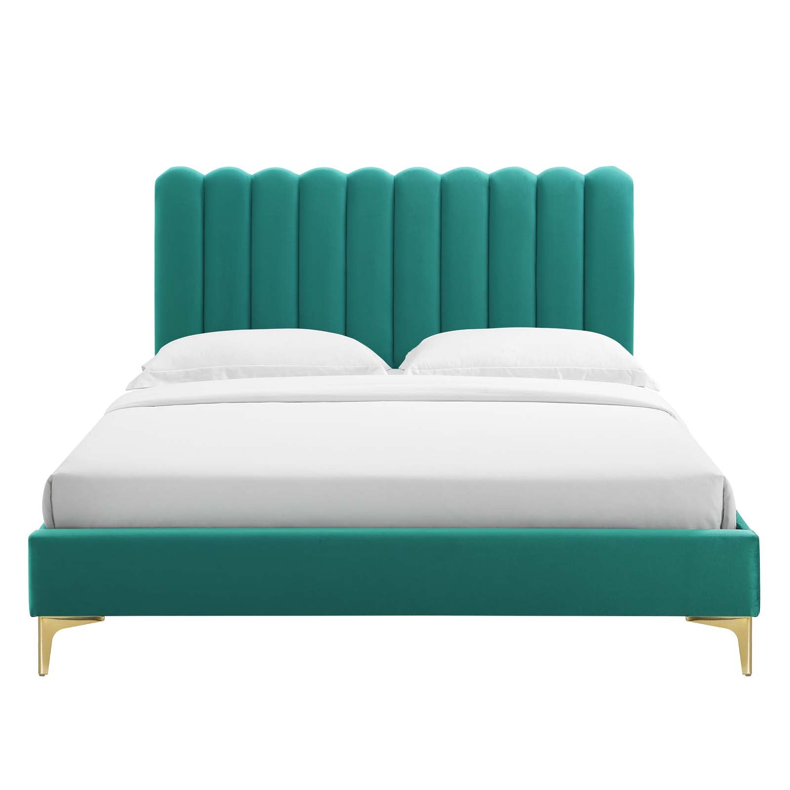 Reagan King Performance Velvet Platform Bed By Modway - MOD-7076 | Beds | Modishstore - 108