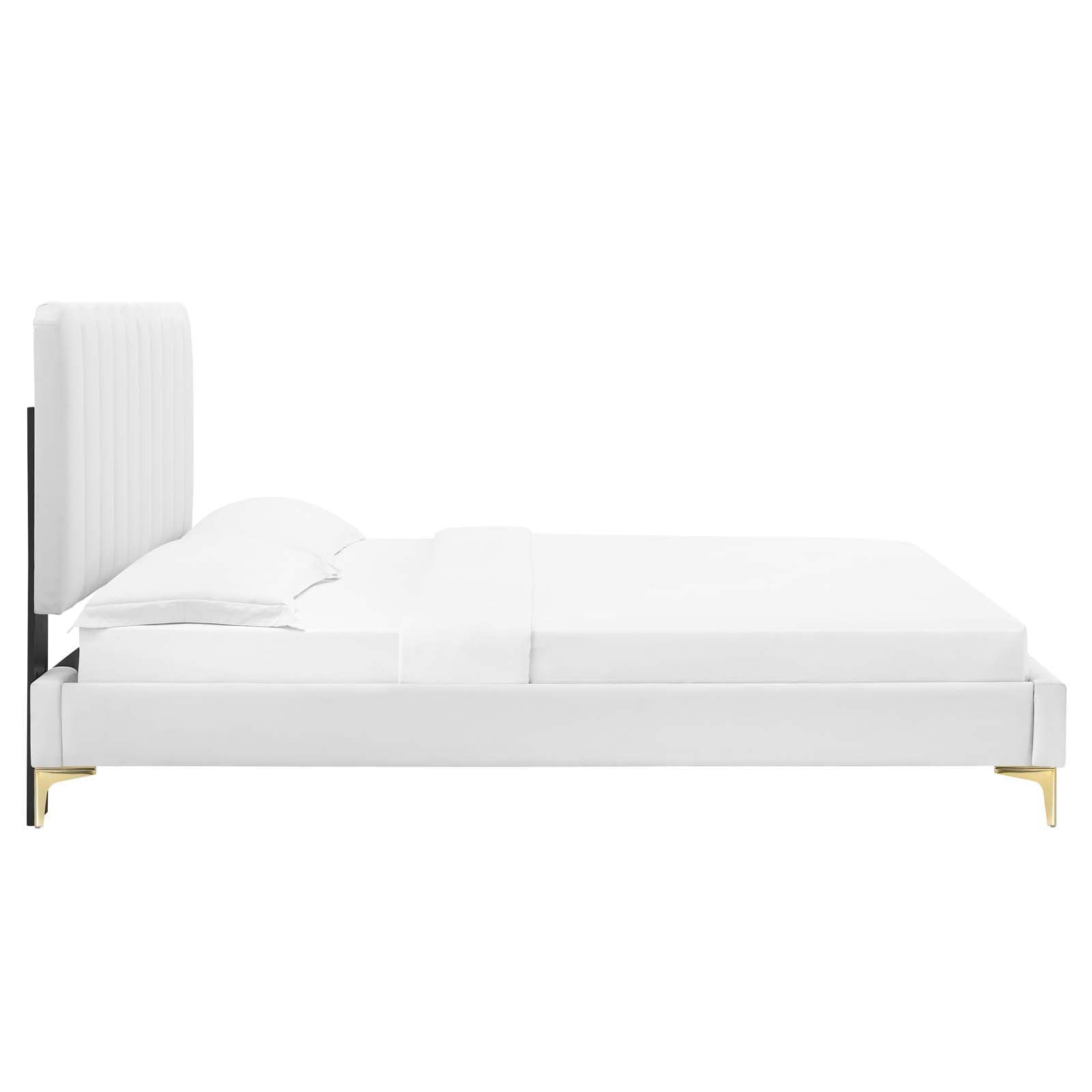 Reagan King Performance Velvet Platform Bed By Modway - MOD-7076 | Beds | Modishstore - 123