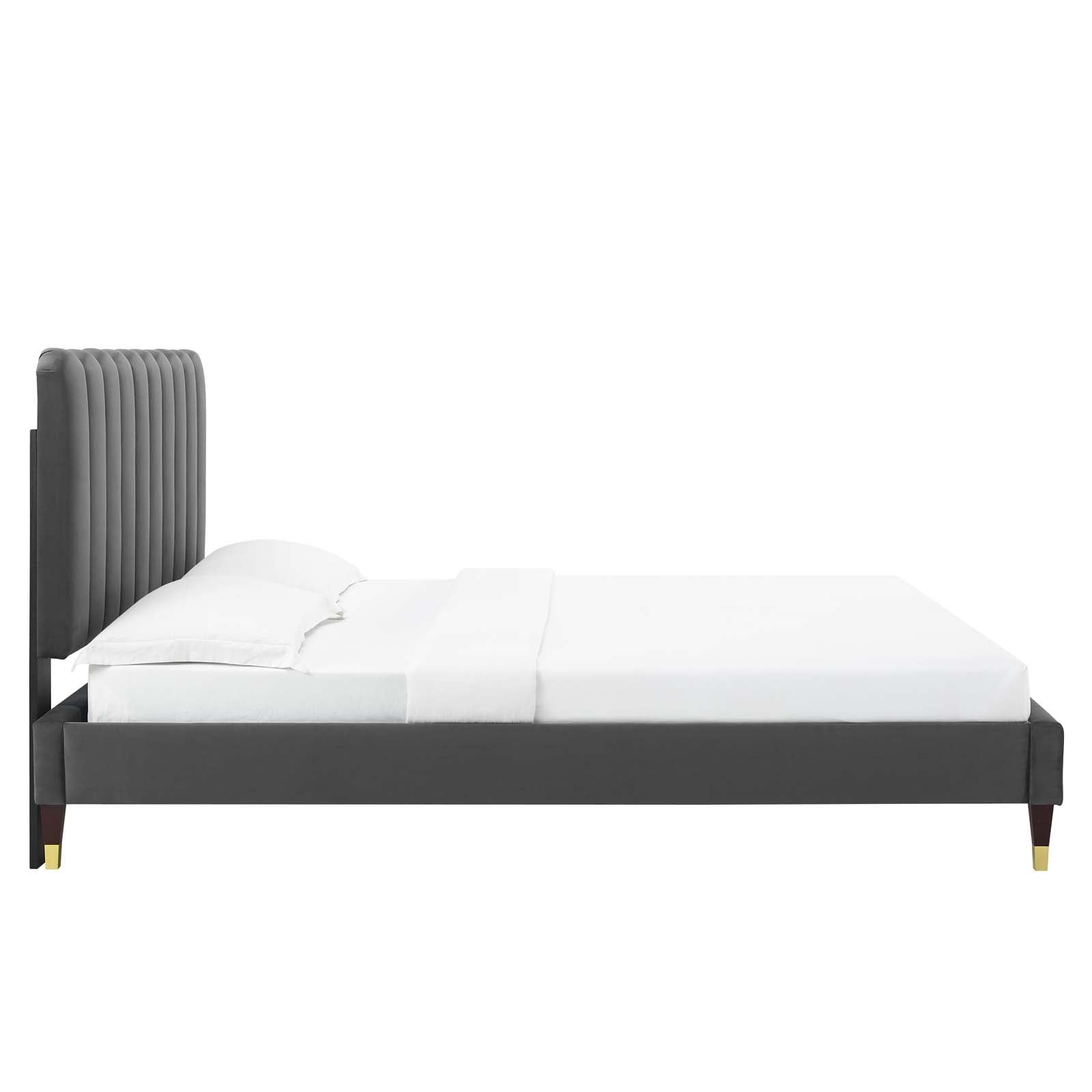 Reagan King Performance Velvet Platform Bed By Modway - MOD-7077 | Beds | Modishstore - 11
