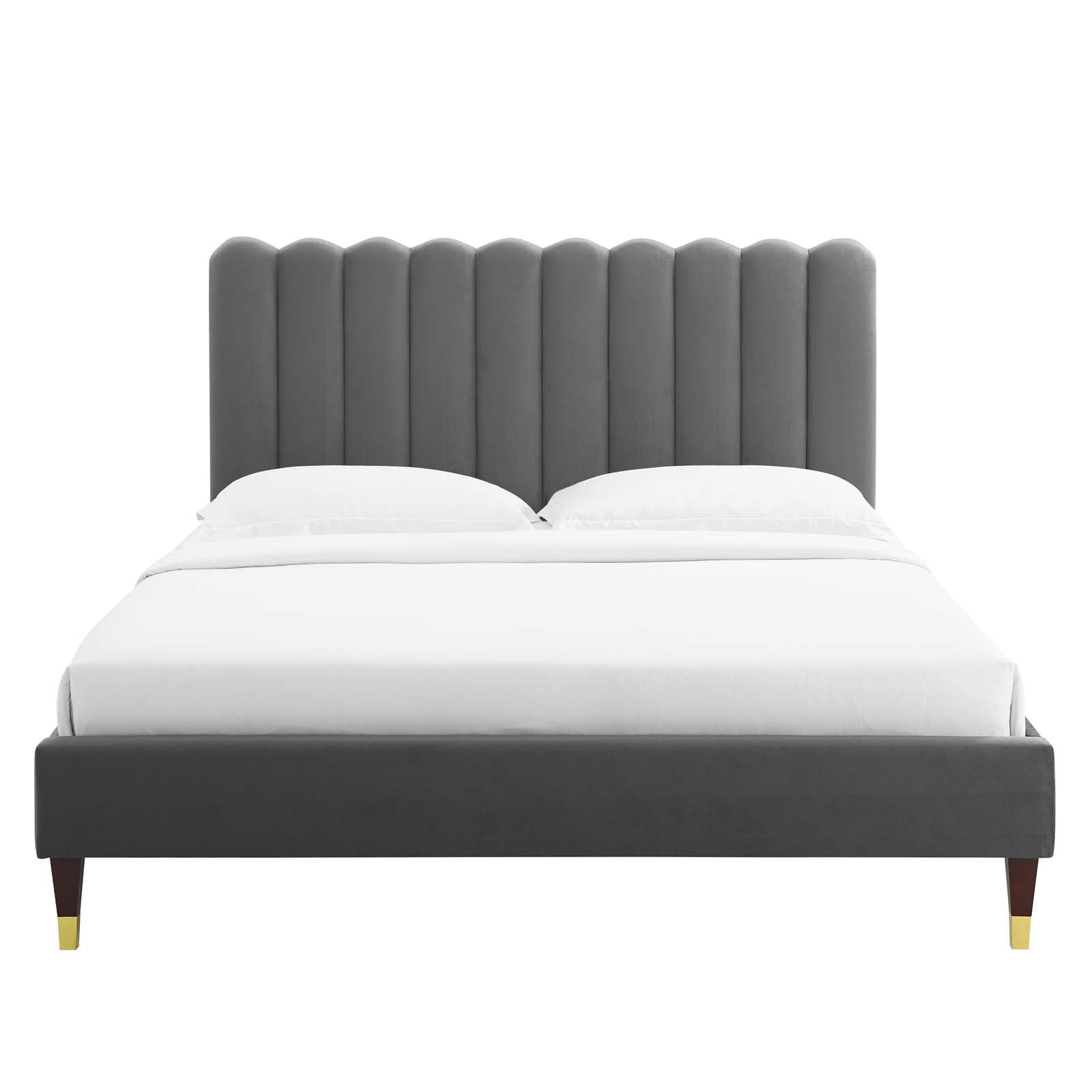 Reagan King Performance Velvet Platform Bed By Modway - MOD-7077 | Beds | Modishstore - 12