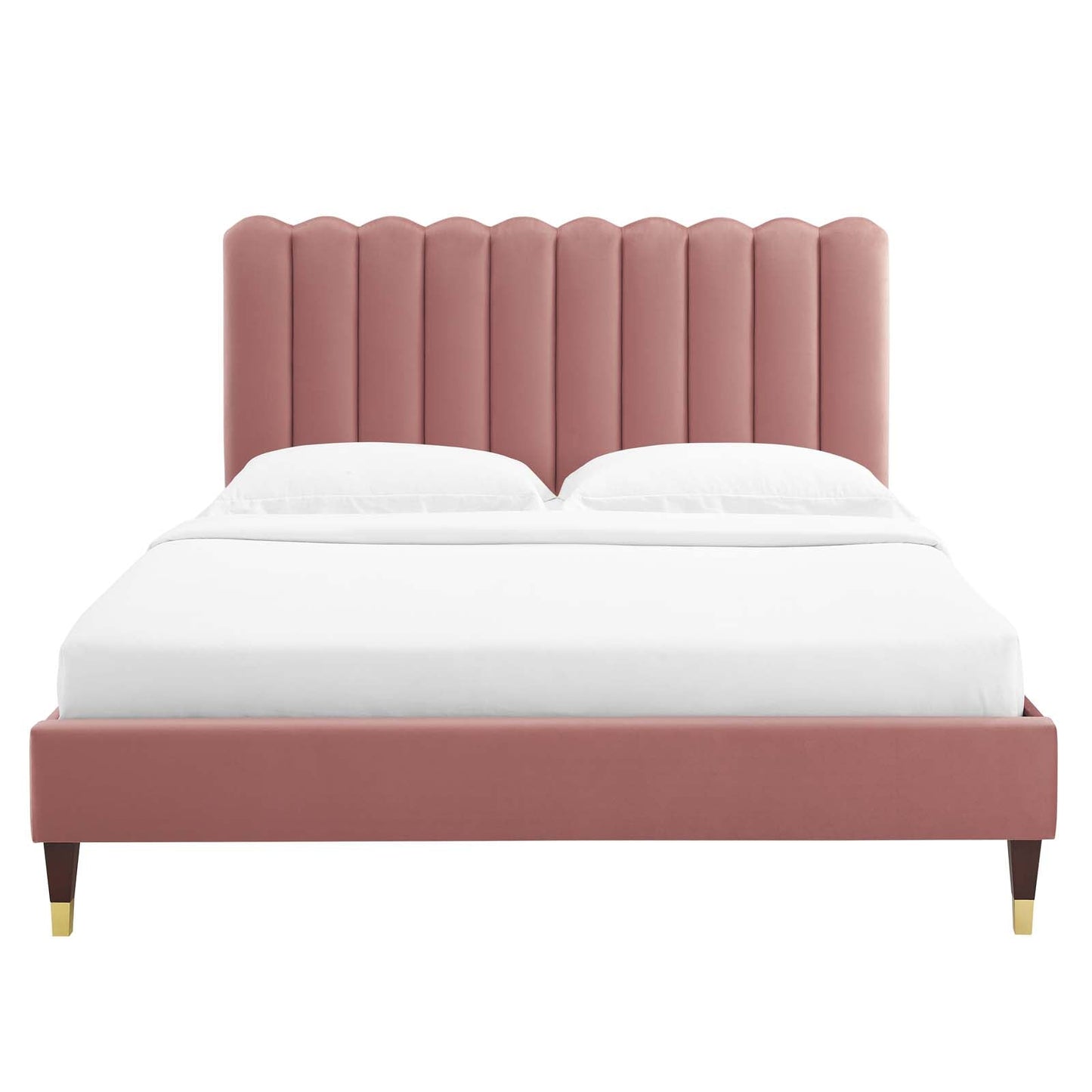 Reagan King Performance Velvet Platform Bed By Modway - MOD-7077 | Beds | Modishstore - 28
