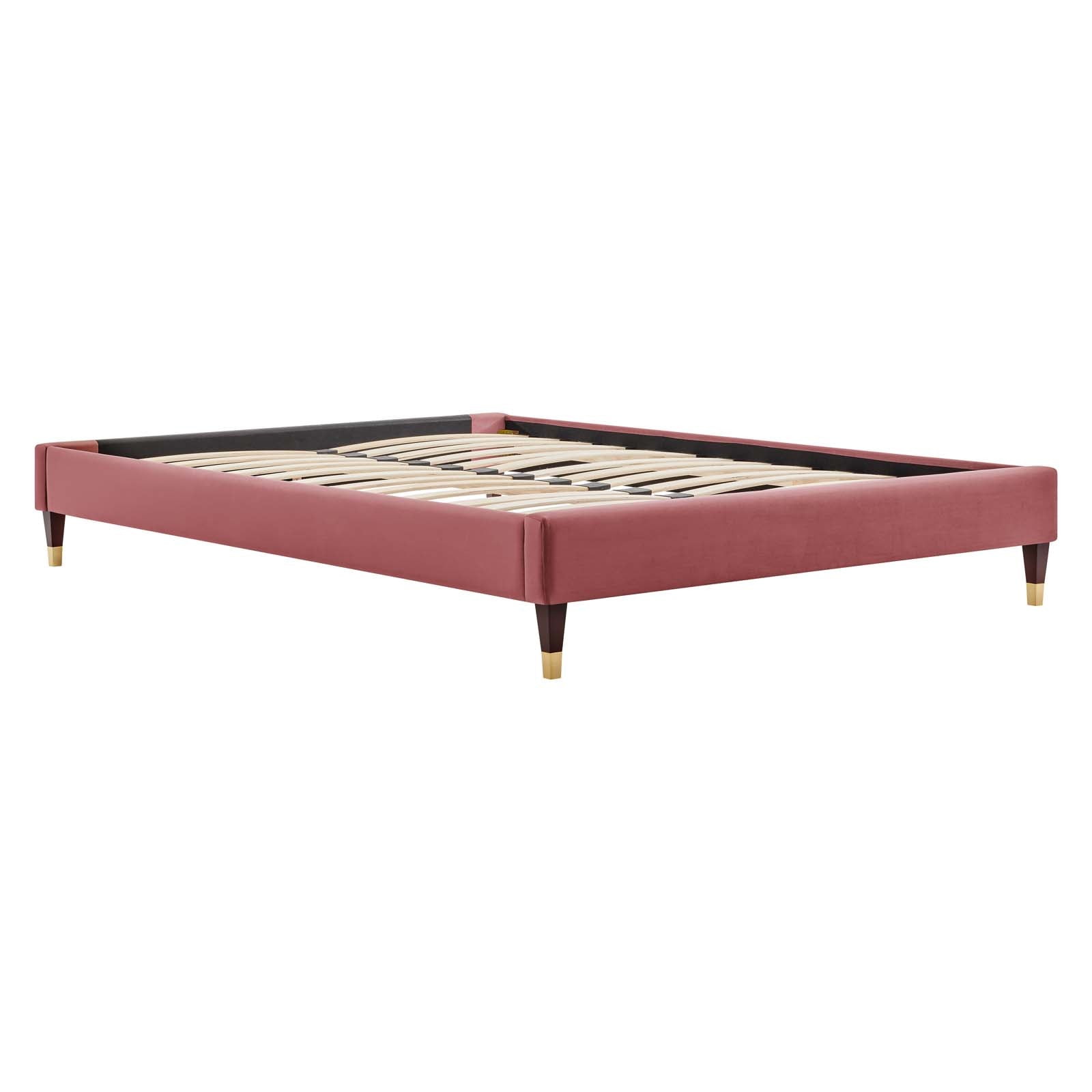 Reagan King Performance Velvet Platform Bed By Modway - MOD-7077 | Beds | Modishstore - 31