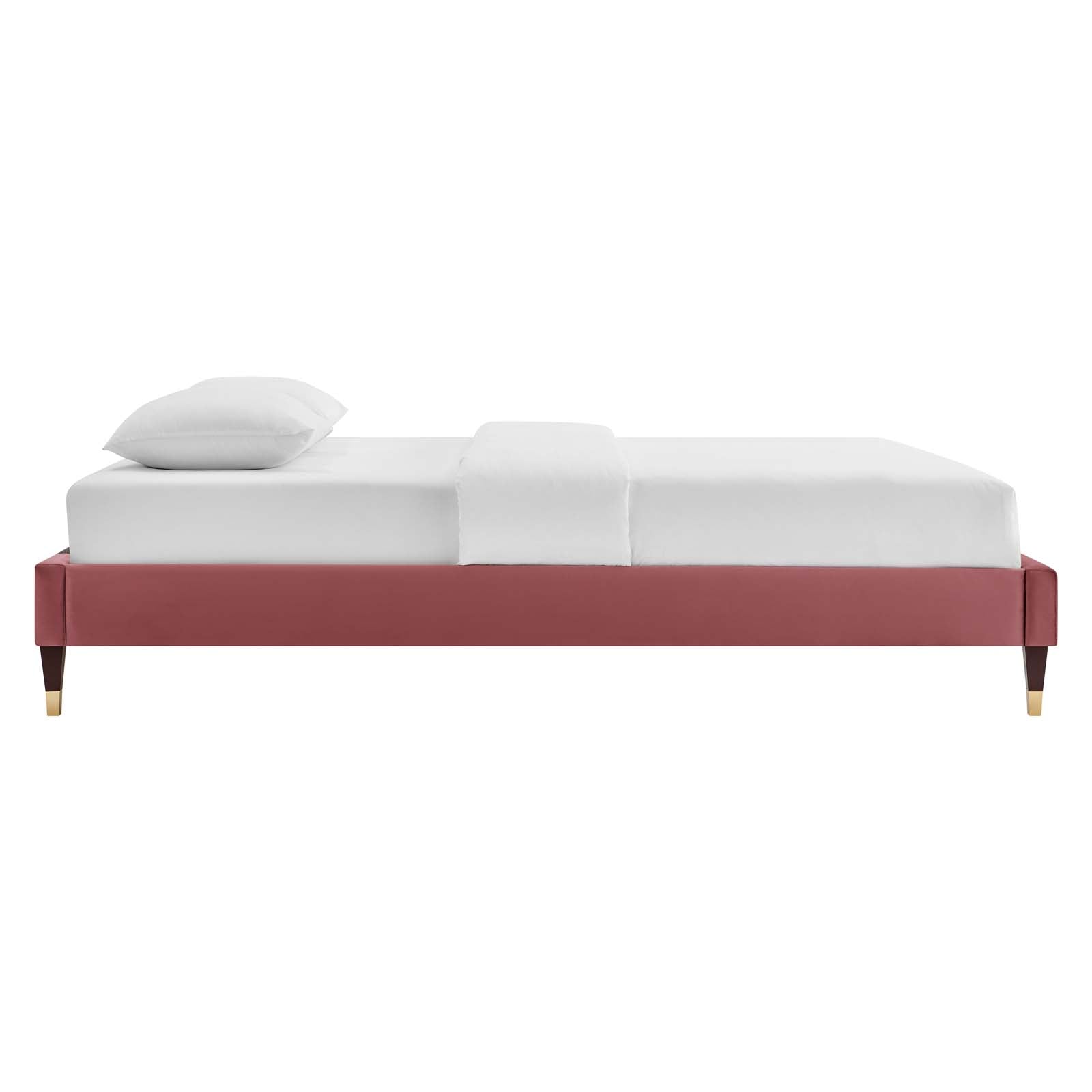 Reagan King Performance Velvet Platform Bed By Modway - MOD-7077 | Beds | Modishstore - 32