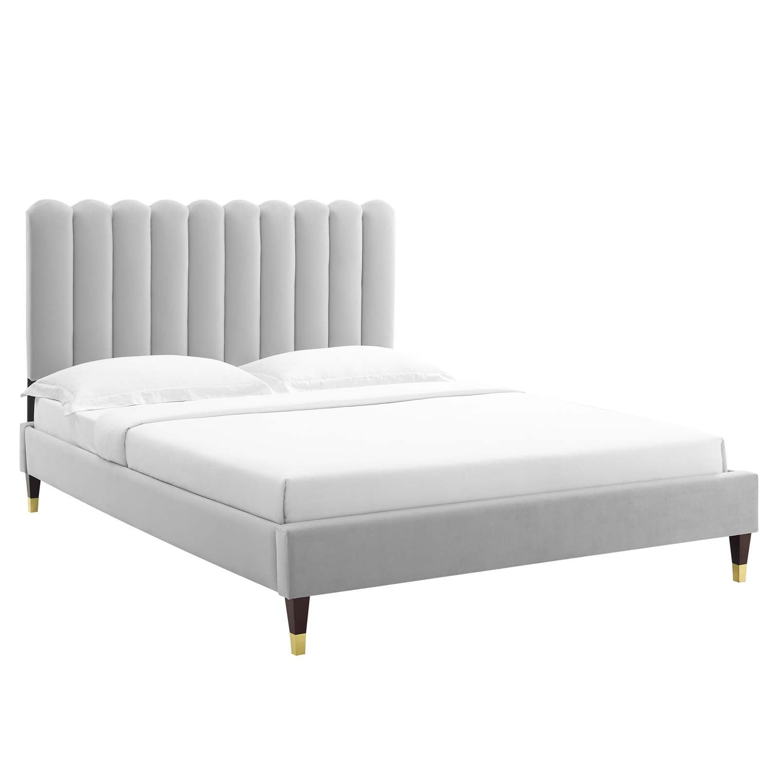 Reagan King Performance Velvet Platform Bed By Modway - MOD-7077 | Beds | Modishstore - 33