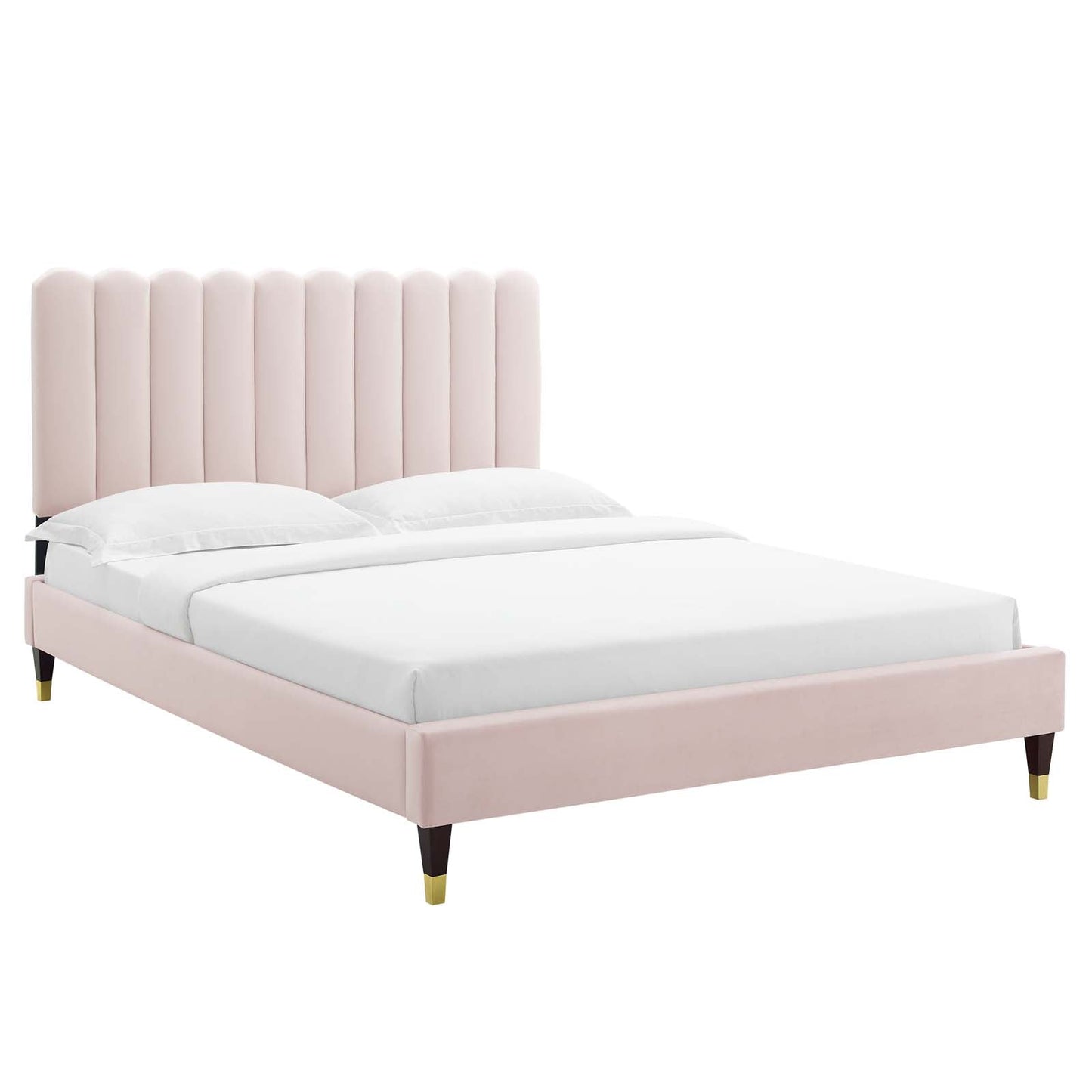 Reagan King Performance Velvet Platform Bed By Modway - MOD-7077 | Beds | Modishstore - 81