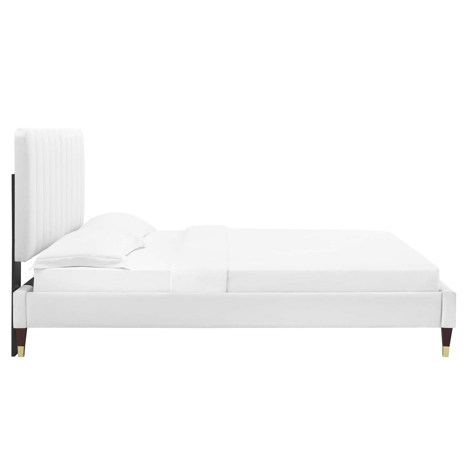 Reagan King Performance Velvet Platform Bed By Modway - MOD-7077 | Beds | Modishstore - 123