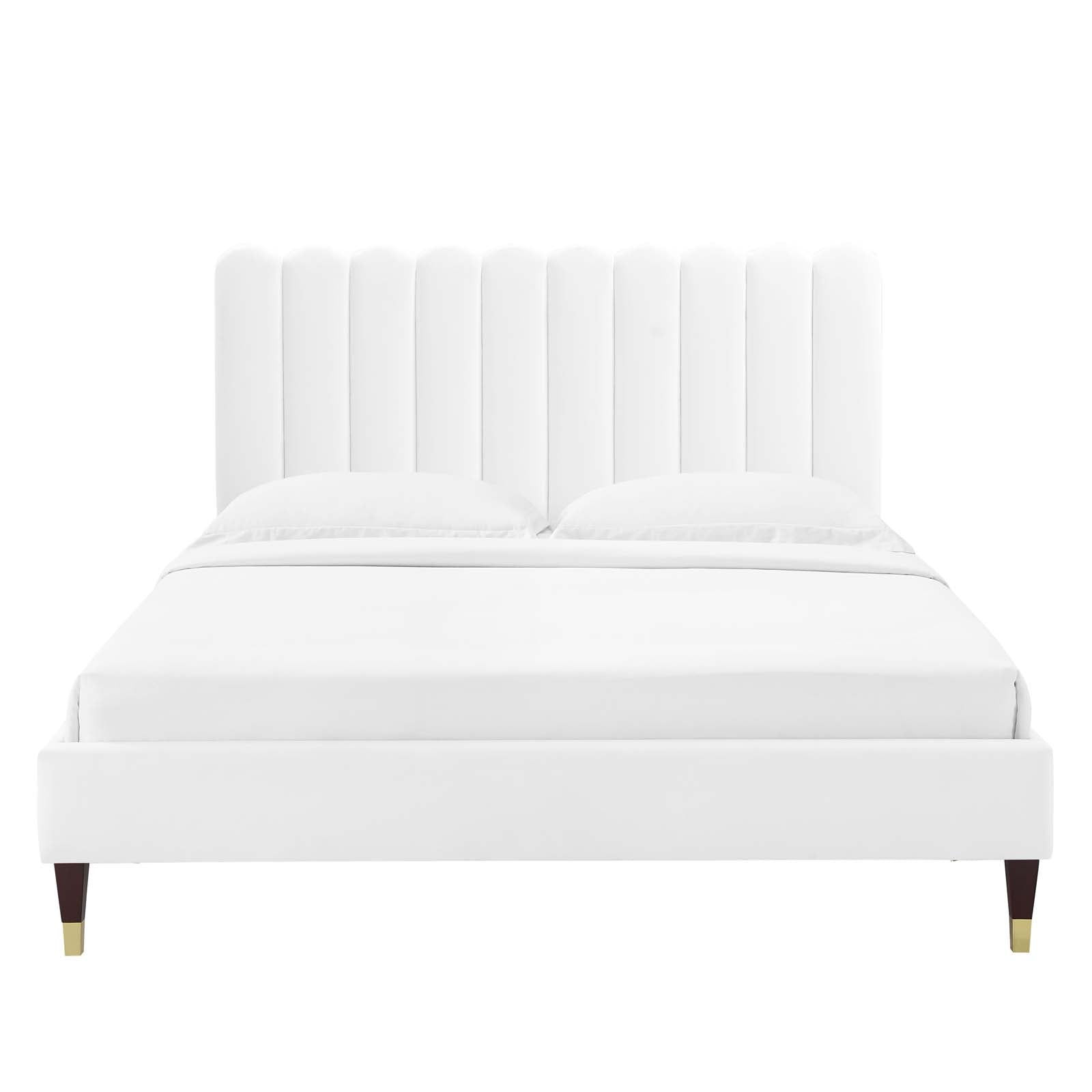 Reagan King Performance Velvet Platform Bed By Modway - MOD-7077 | Beds | Modishstore - 124