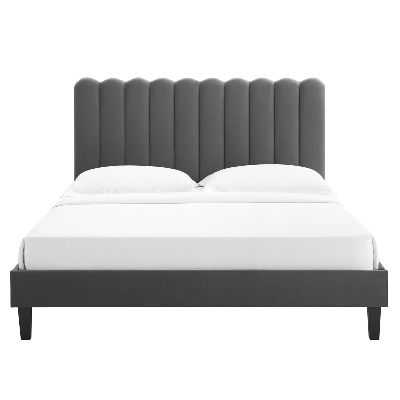 Reagan King Performance Velvet Platform Bed By Modway - MOD-7078 | Beds | Modishstore - 12