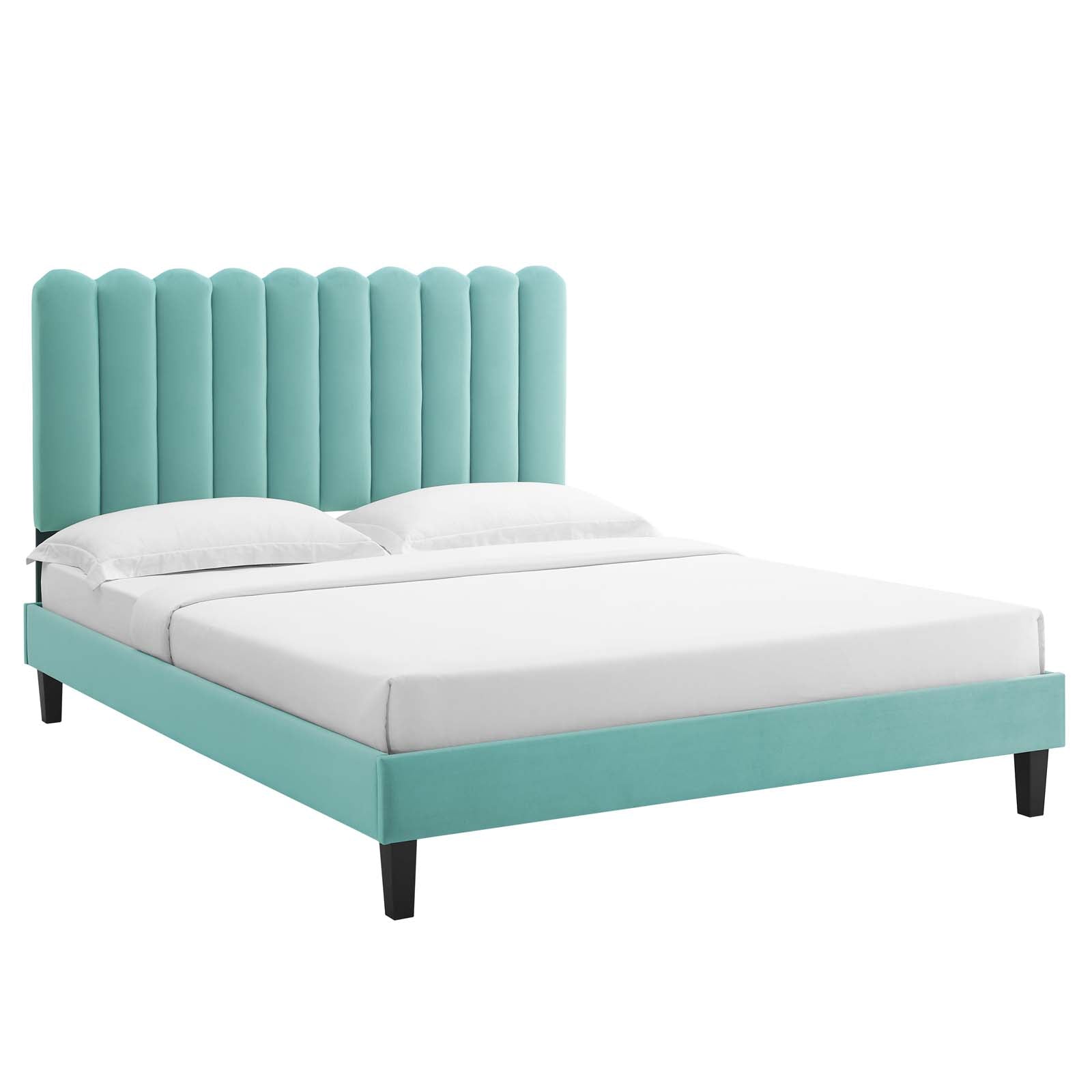 Reagan King Performance Velvet Platform Bed By Modway - MOD-7078 | Beds | Modishstore - 49