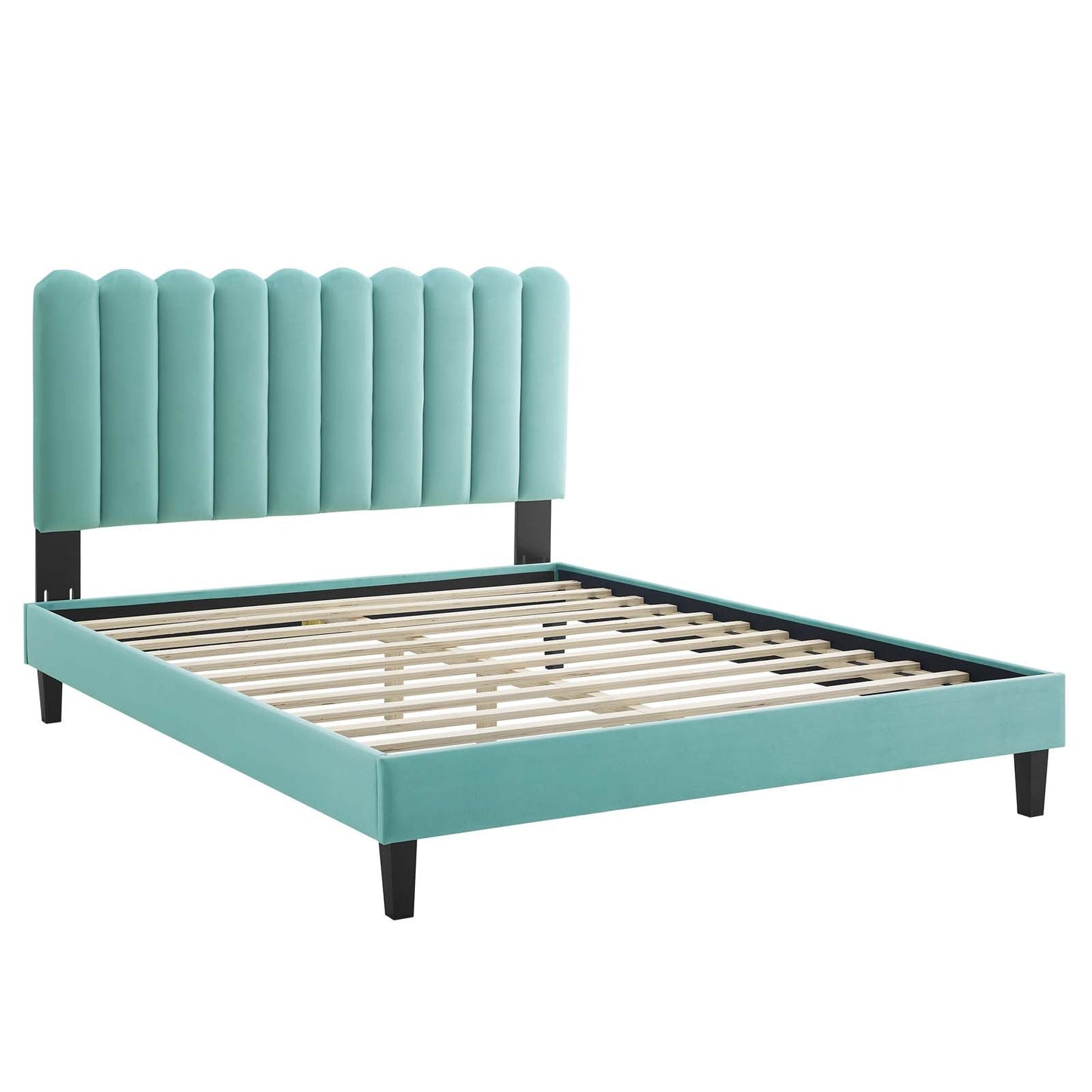 Reagan King Performance Velvet Platform Bed By Modway - MOD-7078 | Beds | Modishstore - 58