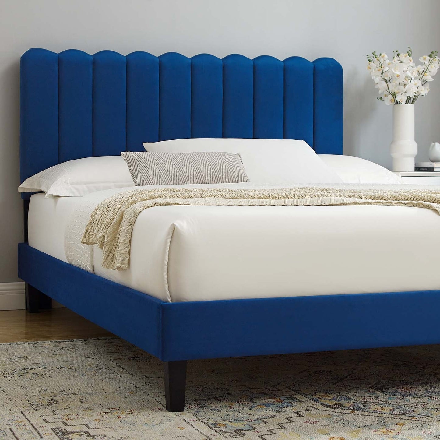 Reagan King Performance Velvet Platform Bed By Modway - MOD-7078 | Beds | Modishstore - 72