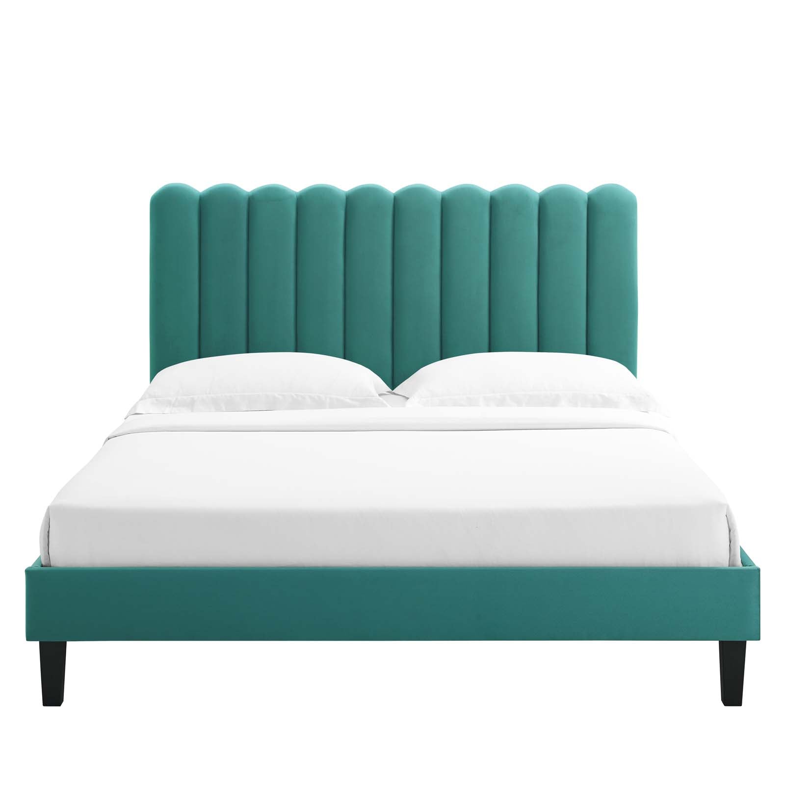 Reagan King Performance Velvet Platform Bed By Modway - MOD-7078 | Beds | Modishstore - 108