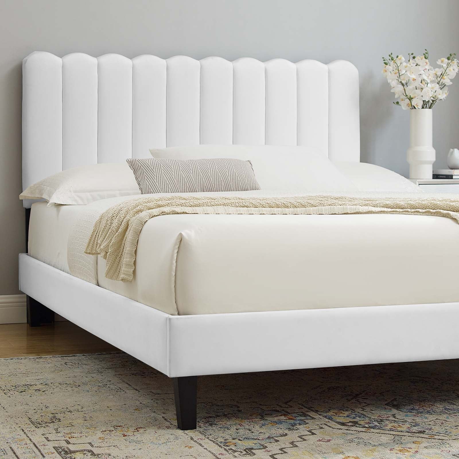 Reagan King Performance Velvet Platform Bed By Modway - MOD-7078 | Beds | Modishstore - 120