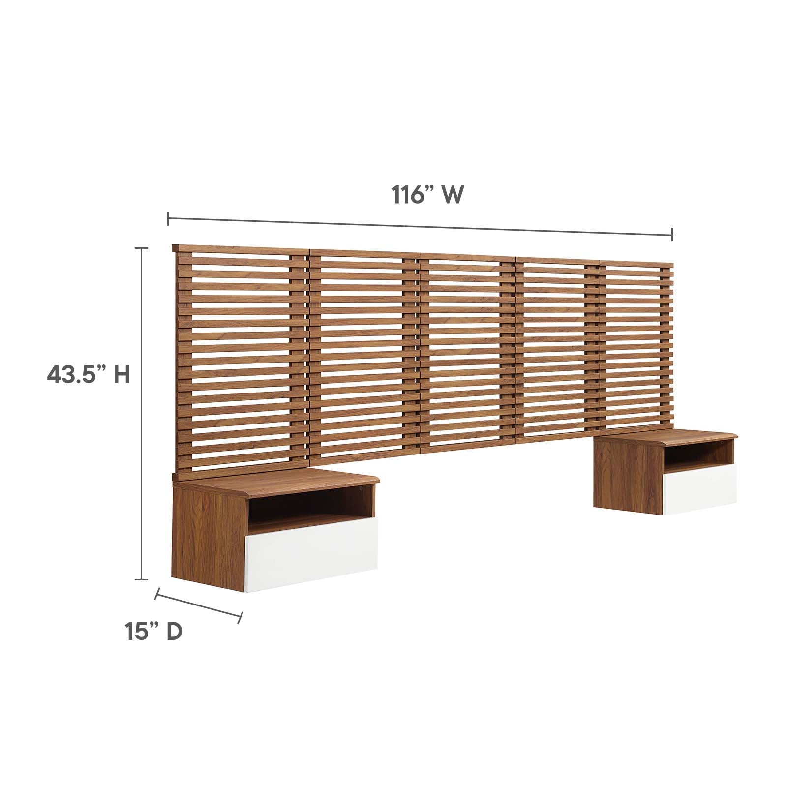 Render Wall Mount Queen Headboard and Modern Nightstands By Modway - MOD-7113 | Headboards | Modishstore - 6