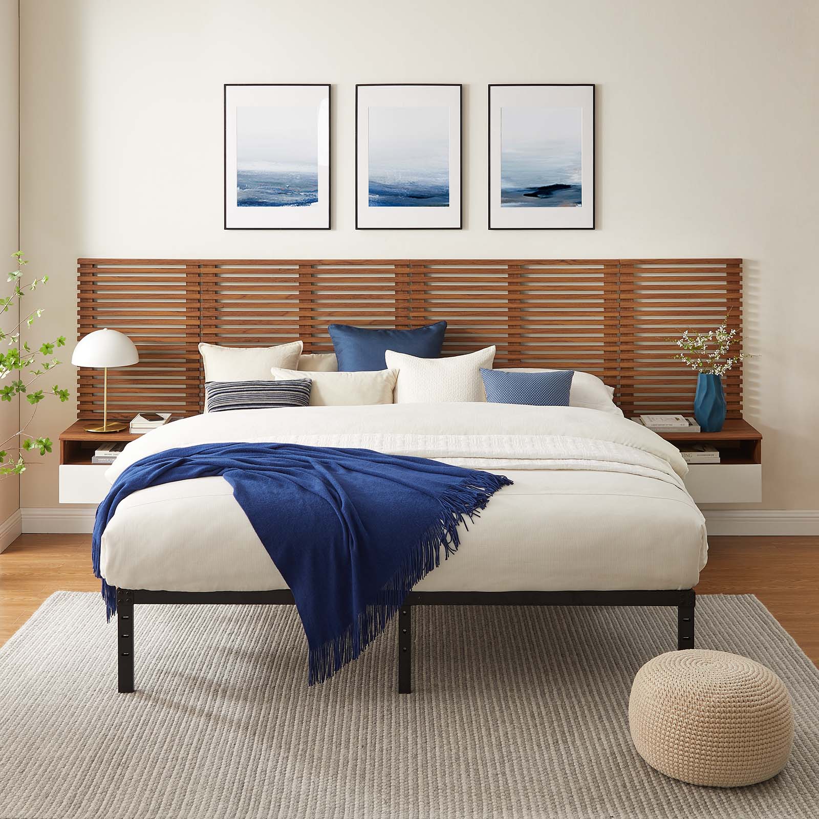 Render Wall Mount King Headboard and Modern Nightstands By Modway - MOD-7114 | Headboards | Modishstore