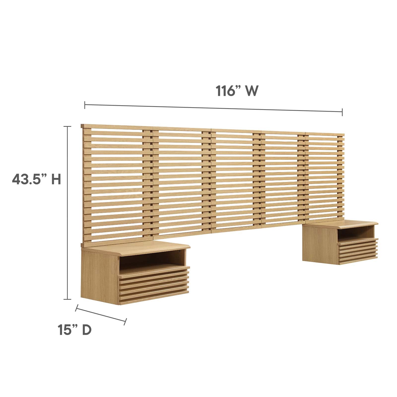 Render Wall Mount Queen Headboard and Modern Nightstands By Modway - MOD-7116 | Headboards | Modishstore - 13