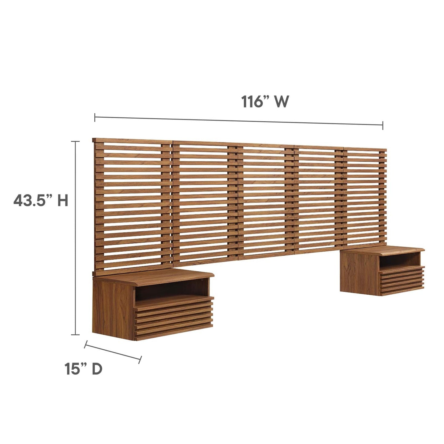 Render Wall Mount Queen Headboard and Modern Nightstands By Modway - MOD-7116 | Headboards | Modishstore - 20