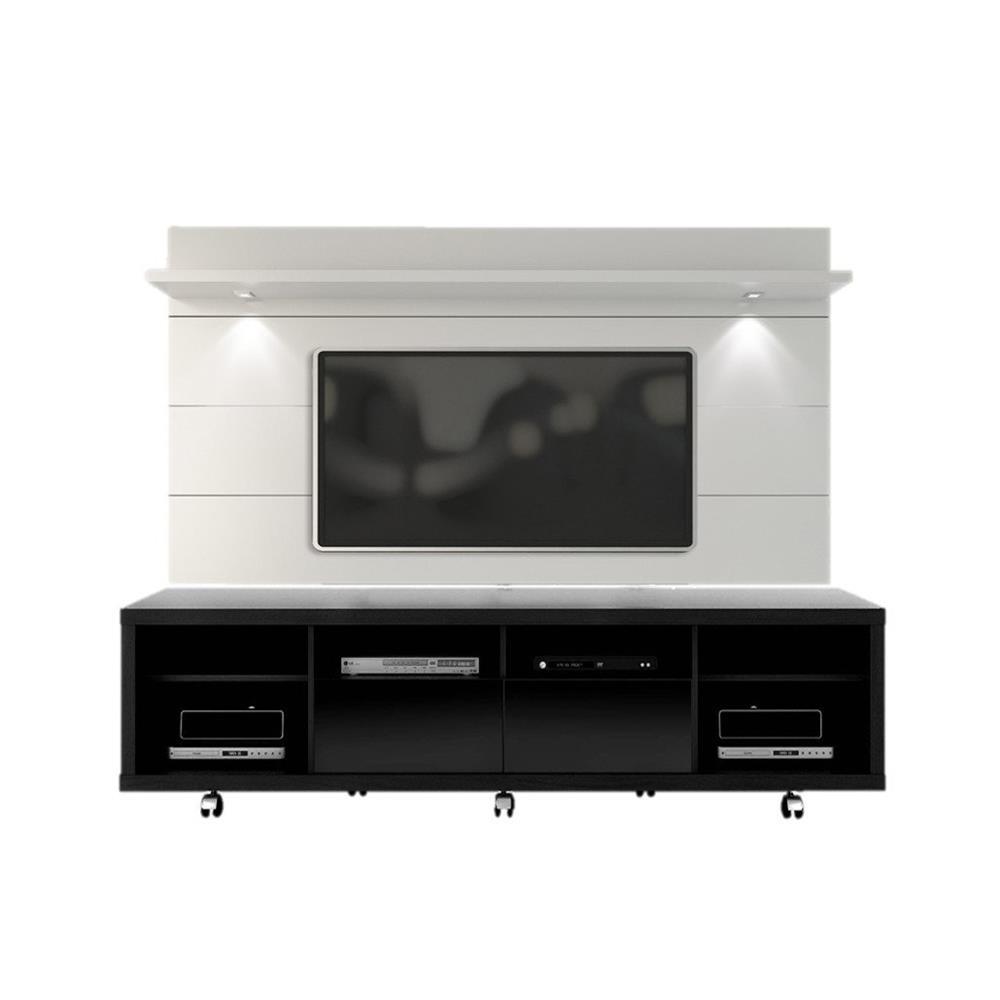 Manhattan Comfort Cabrini TV Stand and Floating Wall TV Panel with LED Lights 2.2 - Modish Store