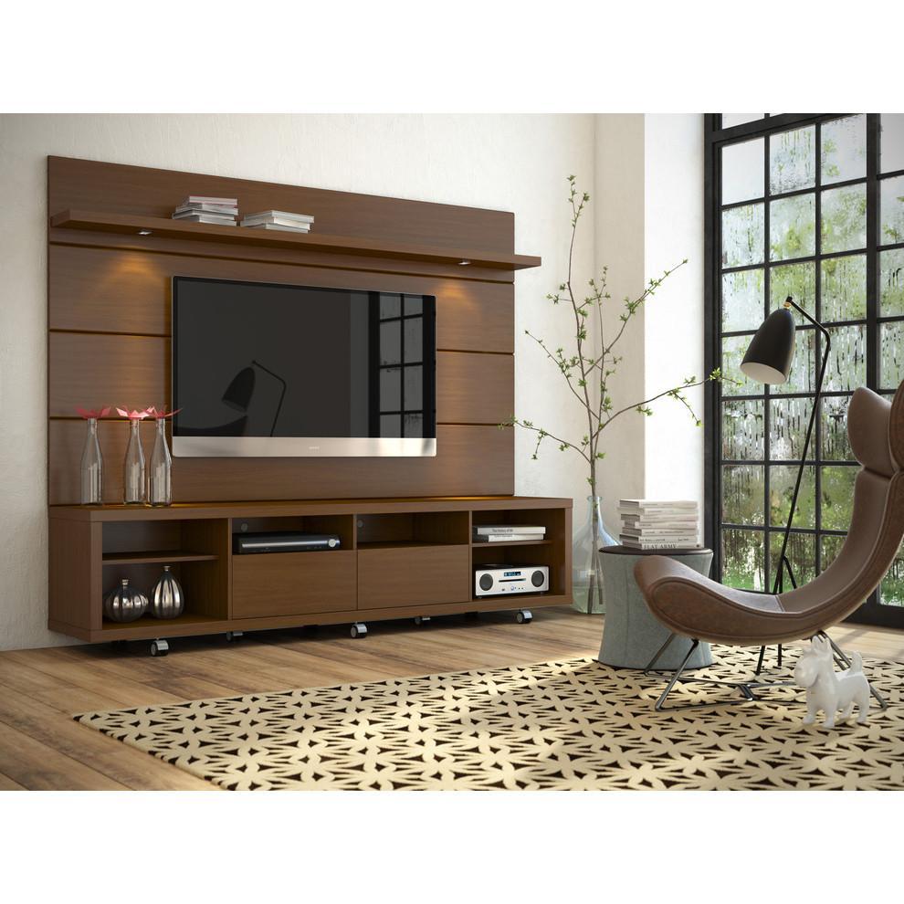 Manhattan Comfort Cabrini TV Stand and Floating Wall TV Panel with LED Lights 2.2 - Modish Store