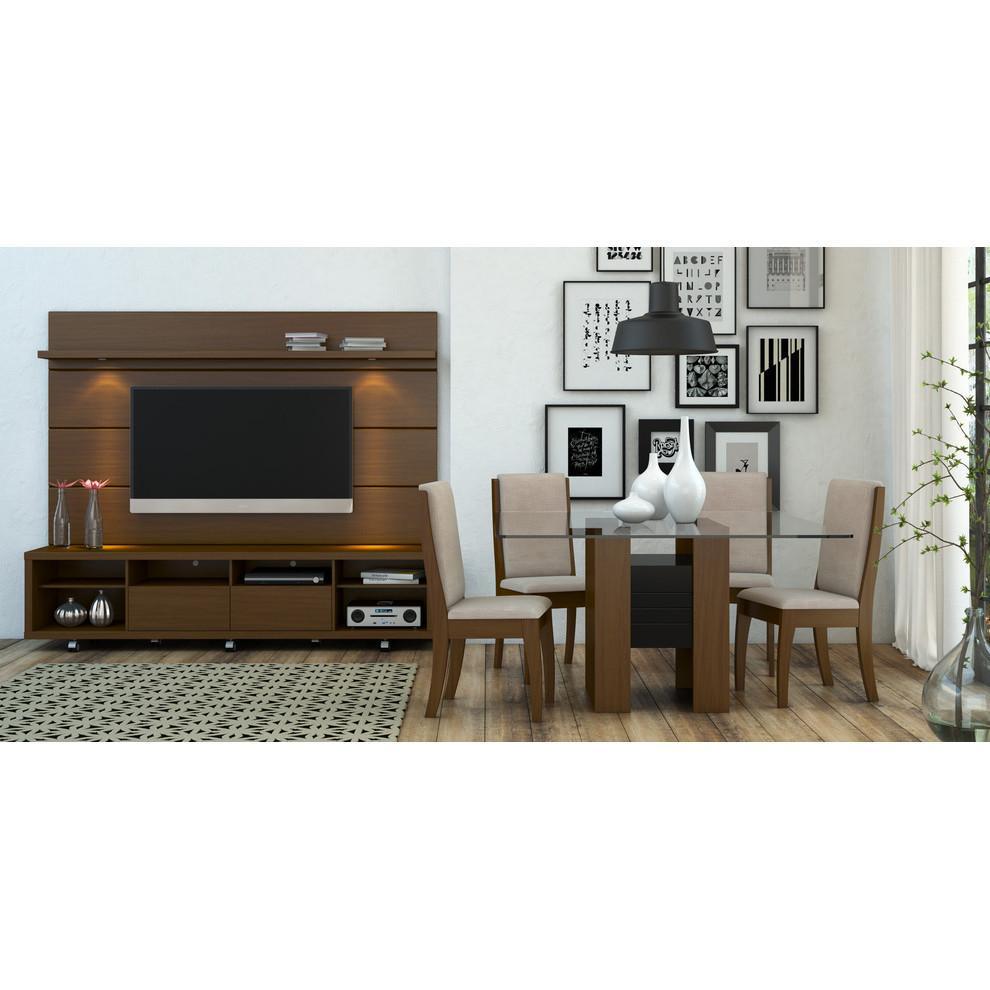 Manhattan Comfort Cabrini TV Stand and Floating Wall TV Panel with LED Lights 2.2 - Modish Store
