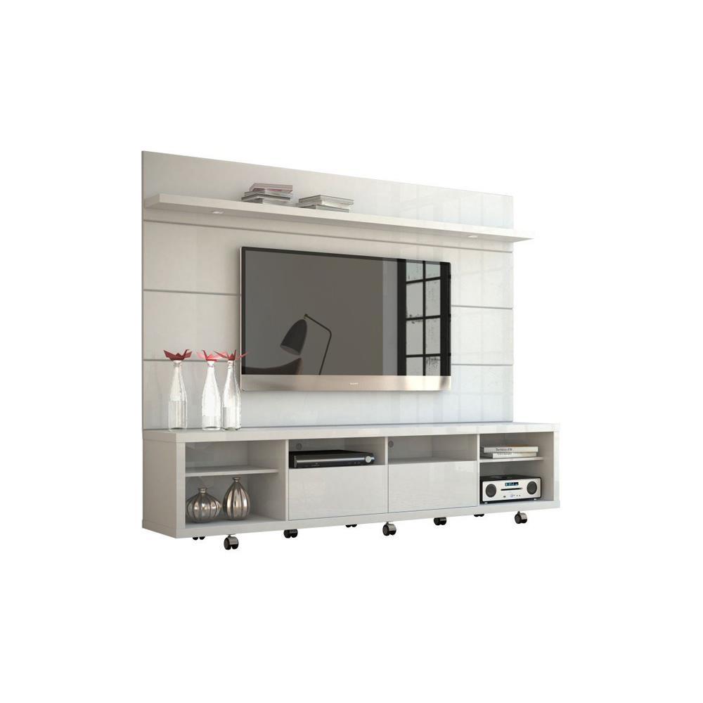 Manhattan Comfort Cabrini TV Stand and Floating Wall TV Panel with LED Lights 2.2 - Modish Store