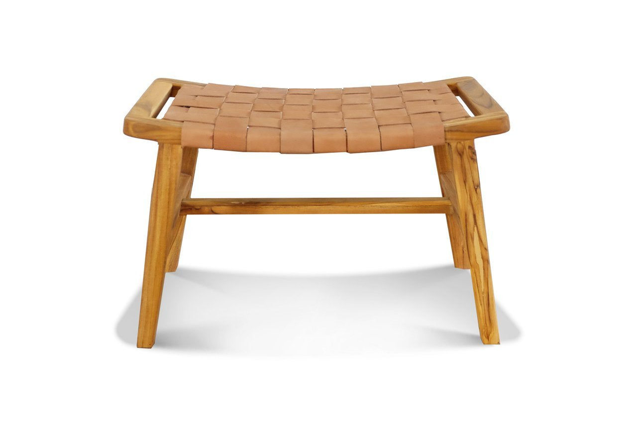 Masaya Wood & Leather Ottoman