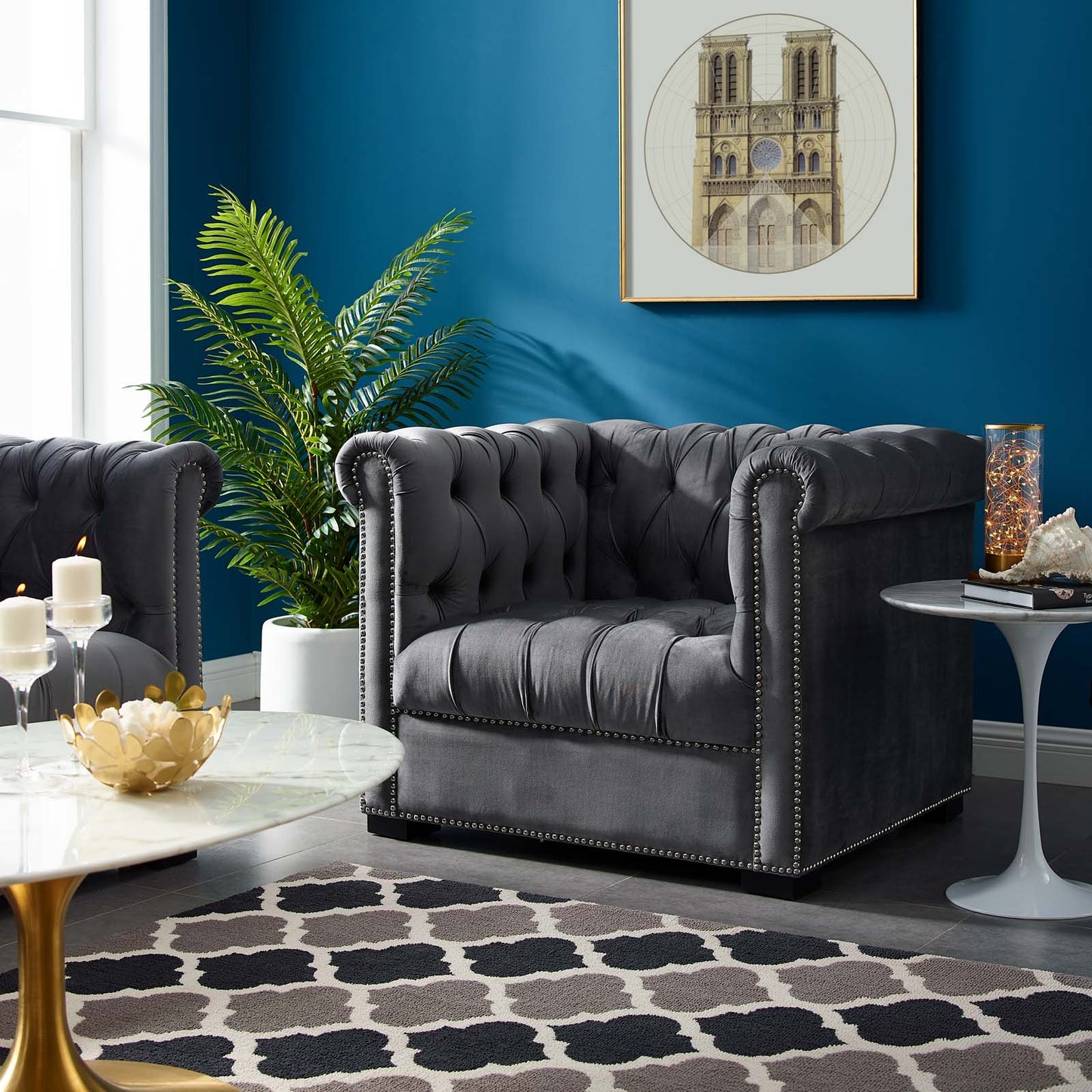 Modway Heritage Upholstered Velvet Armchair | Armchairs | 