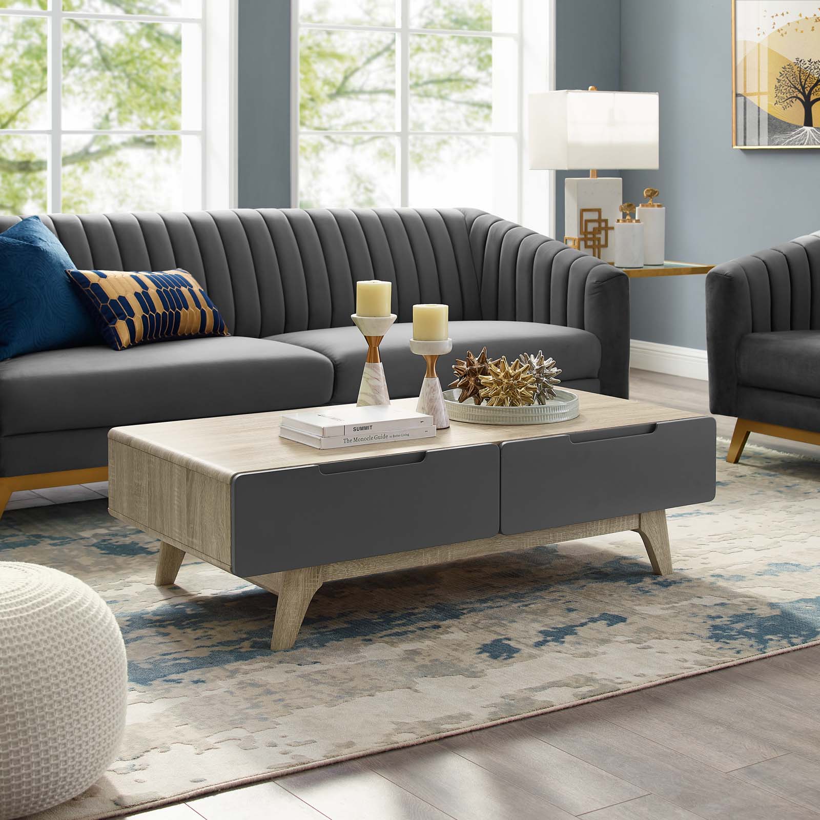 Modway Origin 47" Coffee Table Natural Gray/Walnut White | Coffee Tables | Modishstore-5