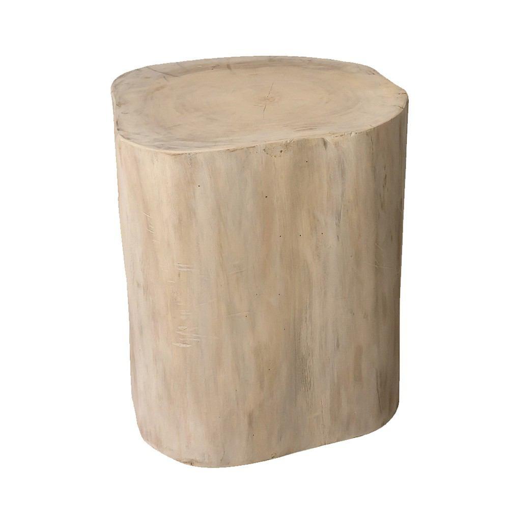 Padma's Plantation Natural Tree Stump Side Table - 15" - White