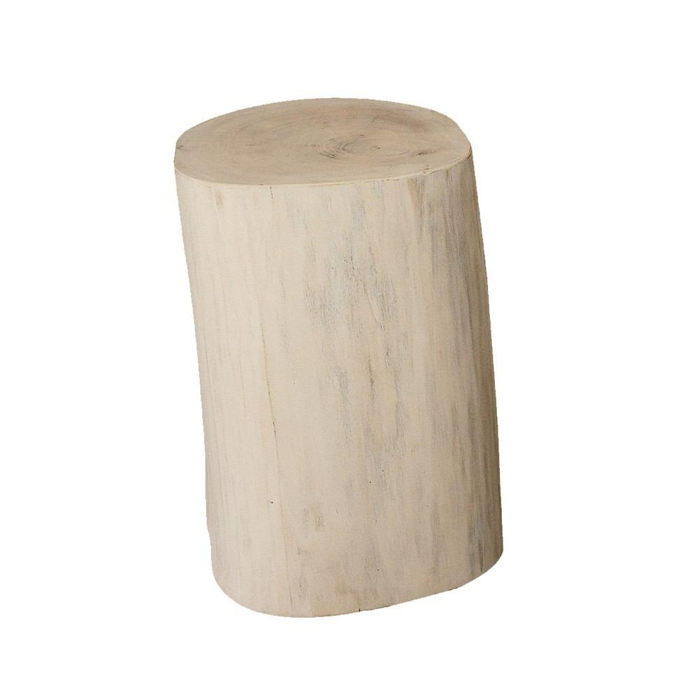 Padma's Plantation Natural Tree Stump Side Table - 17" - White