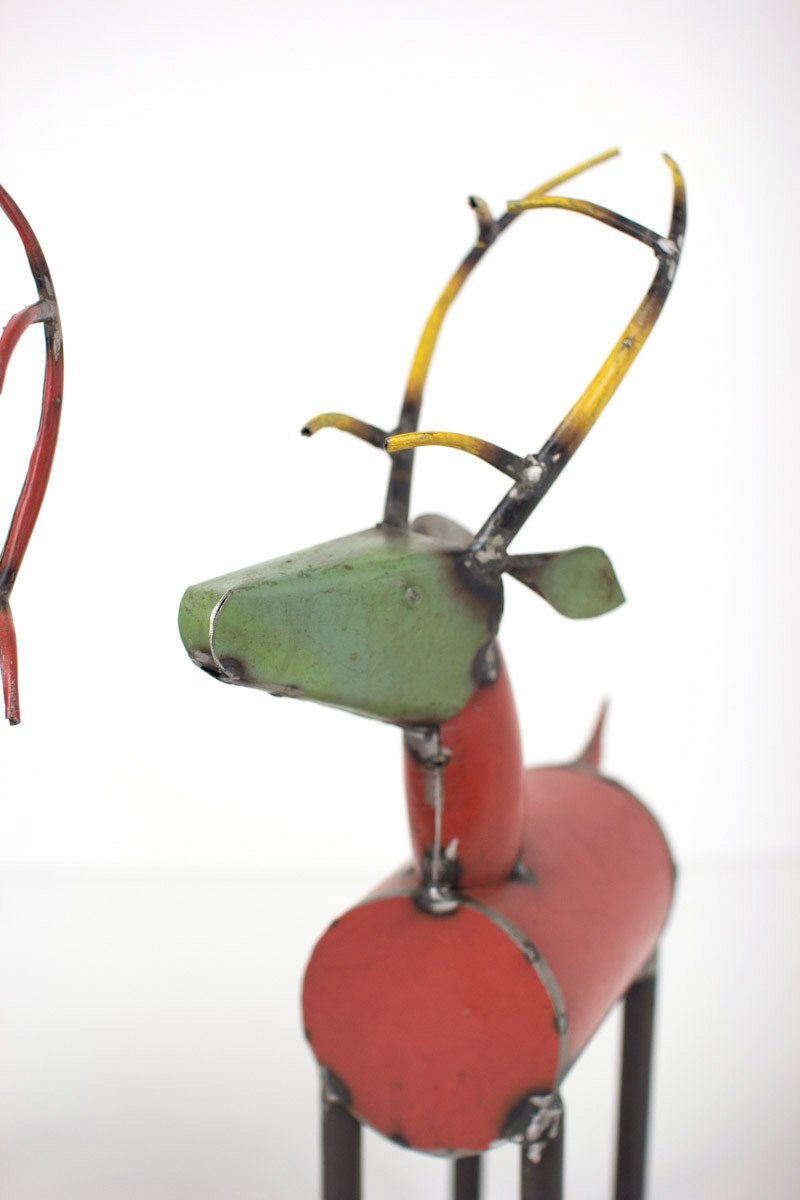 Kalalou Recycled Metal Reindeer - Set Of 2