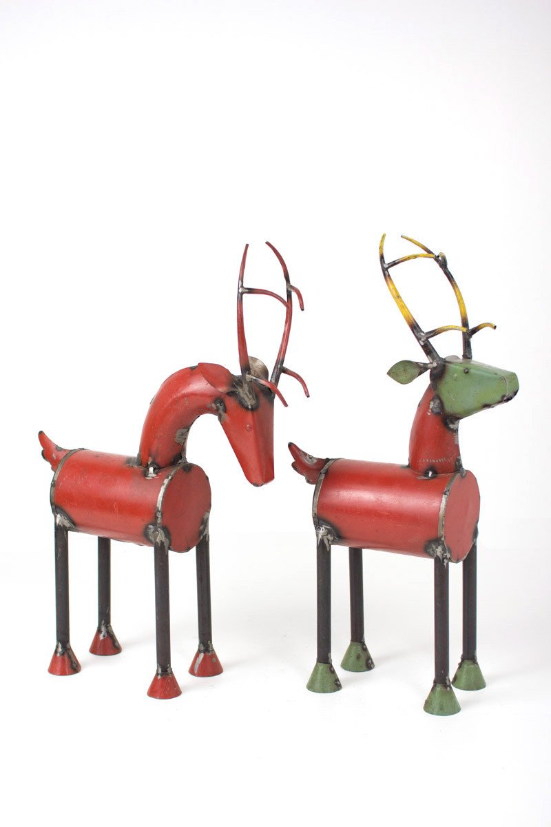 Kalalou Recycled Metal Reindeer - Set Of 2