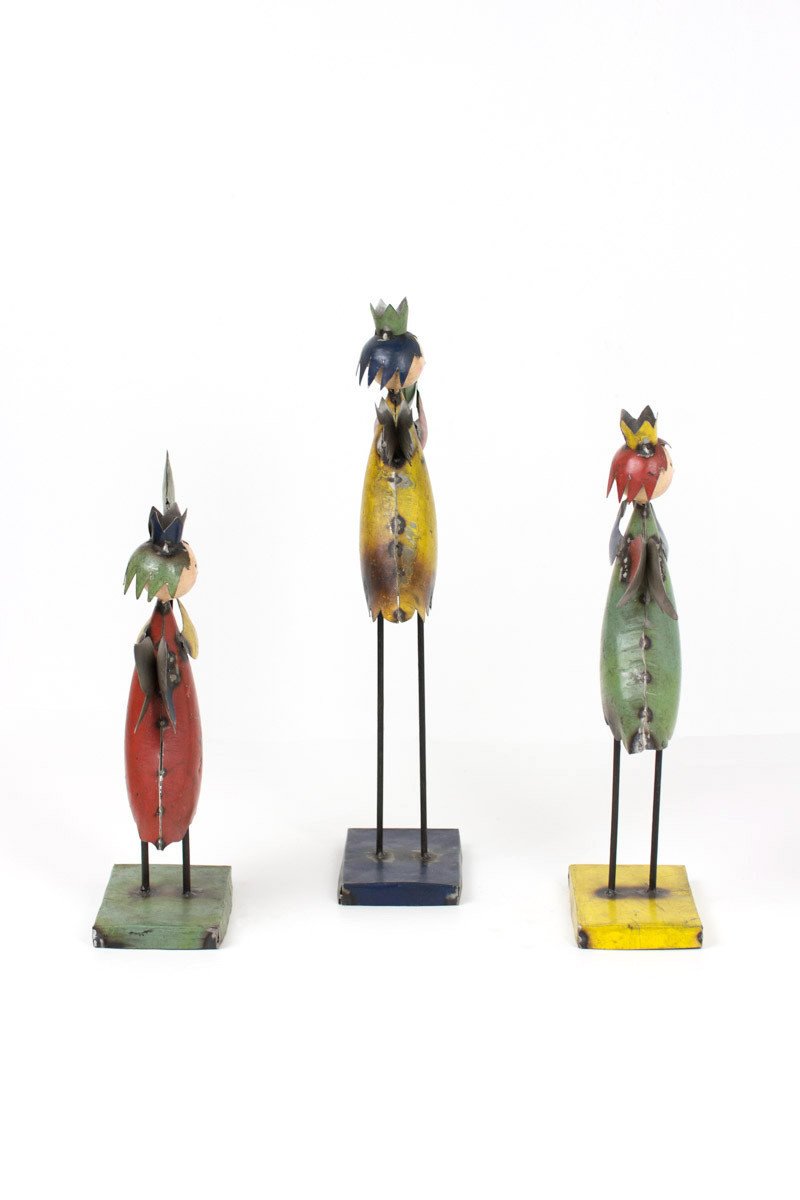 Kalalou Recycled Metal Angels On Metal Base - Set Of 3