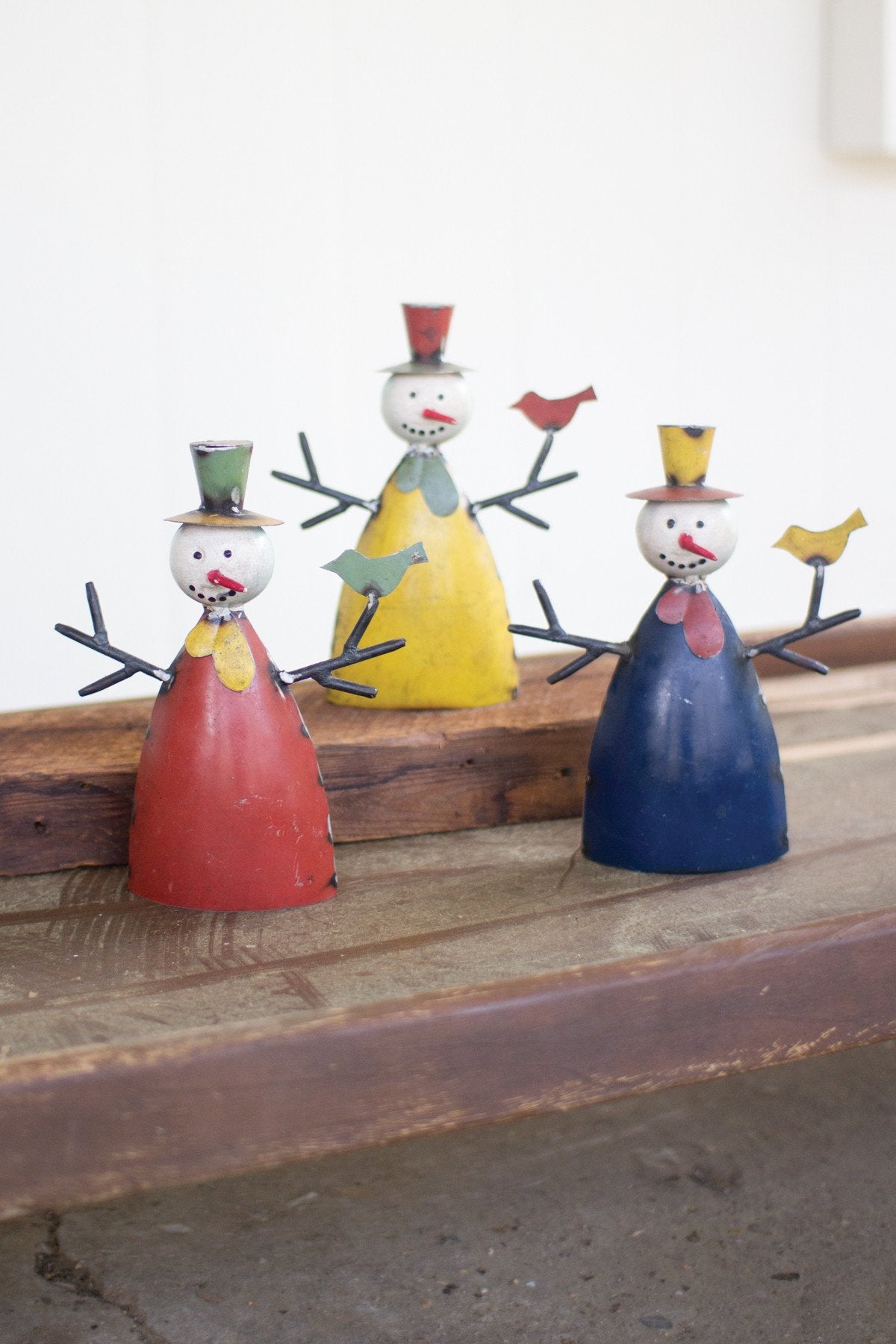 Kalalou Recycled Metal Snowmen - Set Of 3