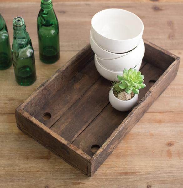 Kalalou Antique Teak Wood Tray - Set Of 2