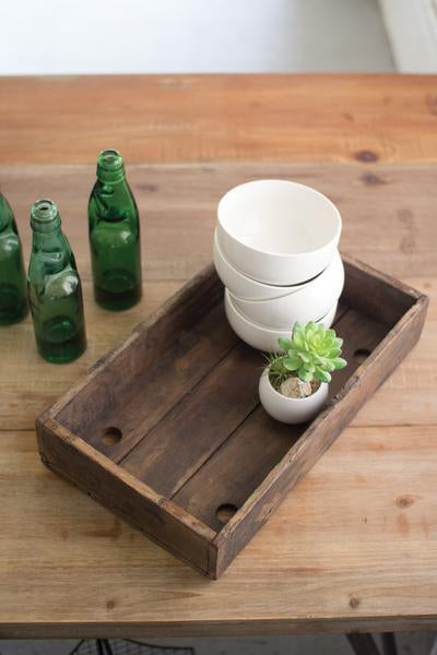 Kalalou Antique Teak Wood Tray - Set Of 2