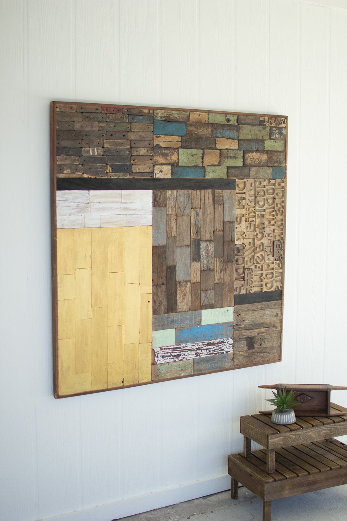 Kalalou Recycled Wood Patch Wall Panel