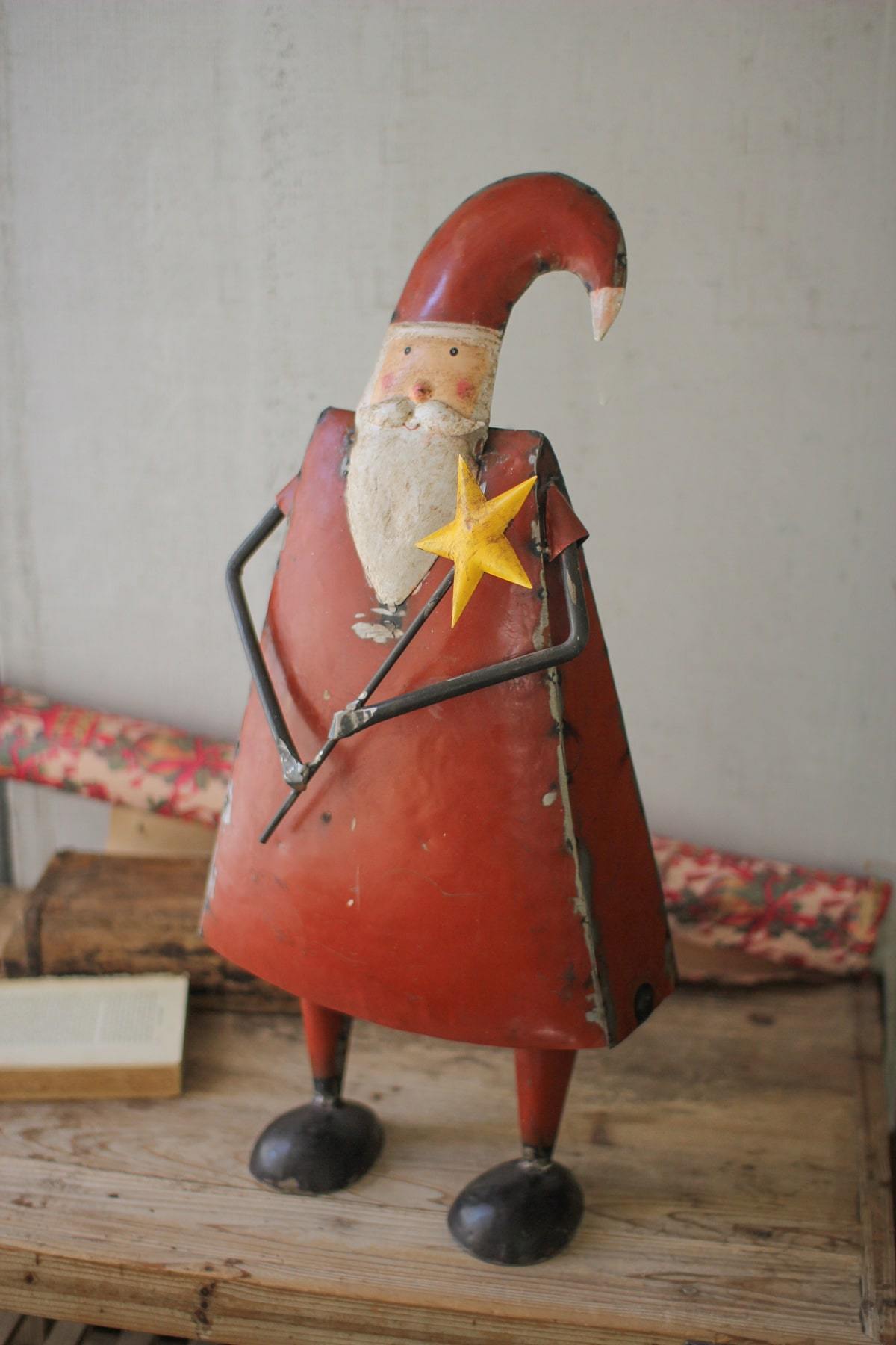 Kalalou Recycled Iron Santa Holding A Star